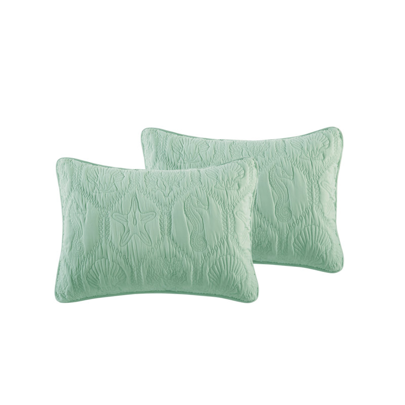 Mint Green Microfiber Full Reversible Coastal Quilt Set