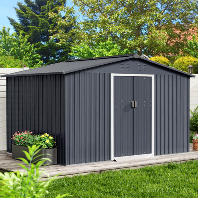 Shed For Outdoor Storage, Large Waterproof Lockable Door Metal Tool Shed