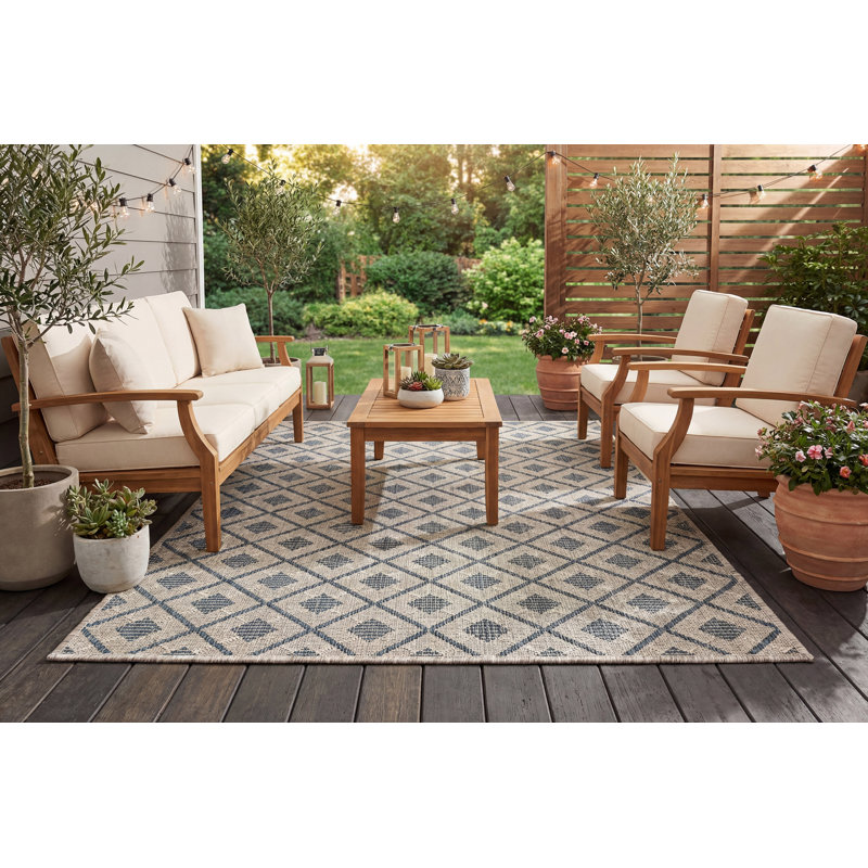 Josslynne Geometric Indoor / Outdoor Rug, Rectangle 6'7" x 9'6"