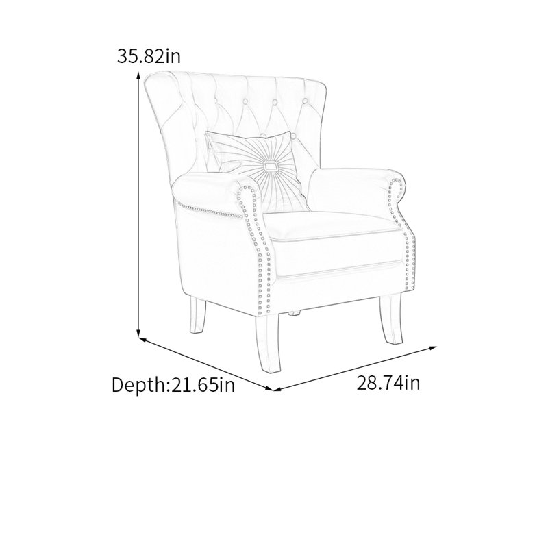 Fauteuil d'appoint Luxe avec rivets, Orange