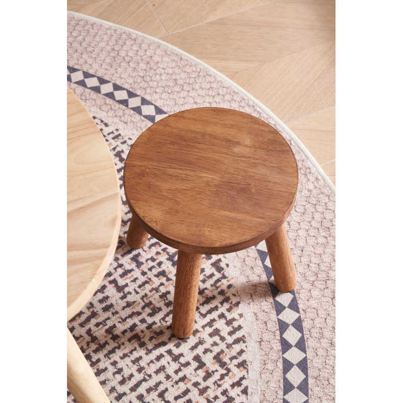 Solid Wood Accent Stool, Dark Brown Wood