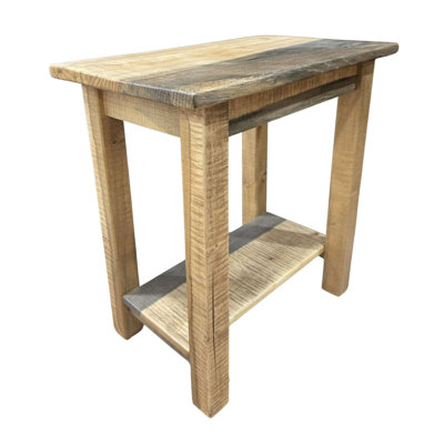 Apgar Collection Rough Sawn Live Edge Narrow End Table with Shelf - Natural Clear Lacquer