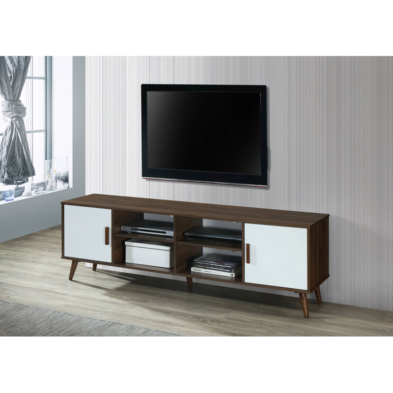 Silsden Unfinished TV Stand for TVs up to 75", Dark Walnut/White