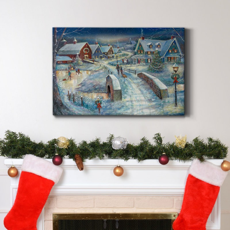 Toile tendue avec châssis de qualité supérieure Home For The Holidays - prête à être accrochée, H 48 po x l 32 po x P 1 po