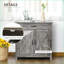 Buffet Buffet | Porte de grange Farmhouse 32 po gris délavé | Rangement Tablette réglable | Panneau de fibres à densité moyenne, panneau de particules