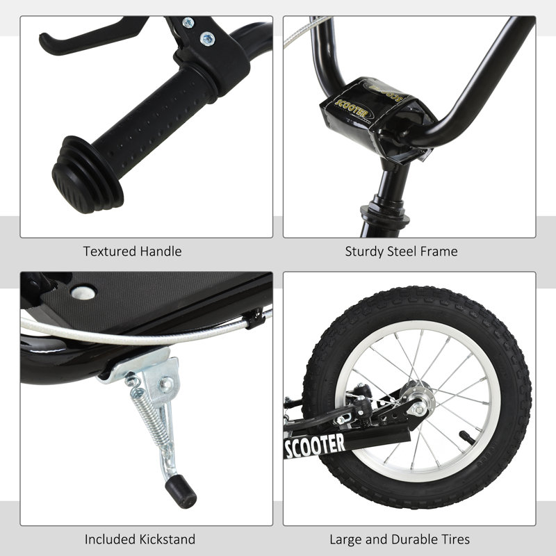Adjustable Black Steel Frame Kick Scooter with Dual Brakes