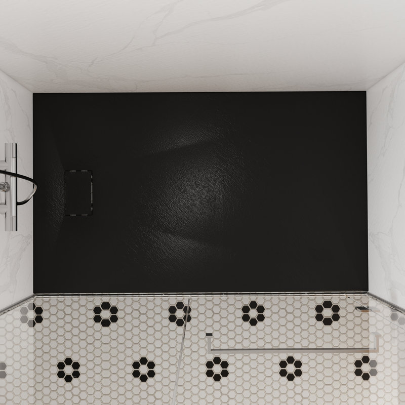 48/60"W x 32/36"D Multiple Sizes Rectangle Low-profile Shower Base, Non-Slip, Reversible Drain, Black