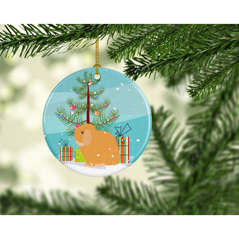 Ornement en céramique de noël holland lop