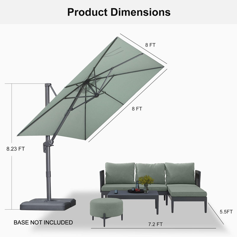 243cm Cantilever Parasol, Green