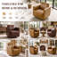 Fauteuil demi-tonneau pivotant à 33 ° en cuir véritable de 33 po de largeur avec structure en bois massif, aucun assemblage requis-286240317