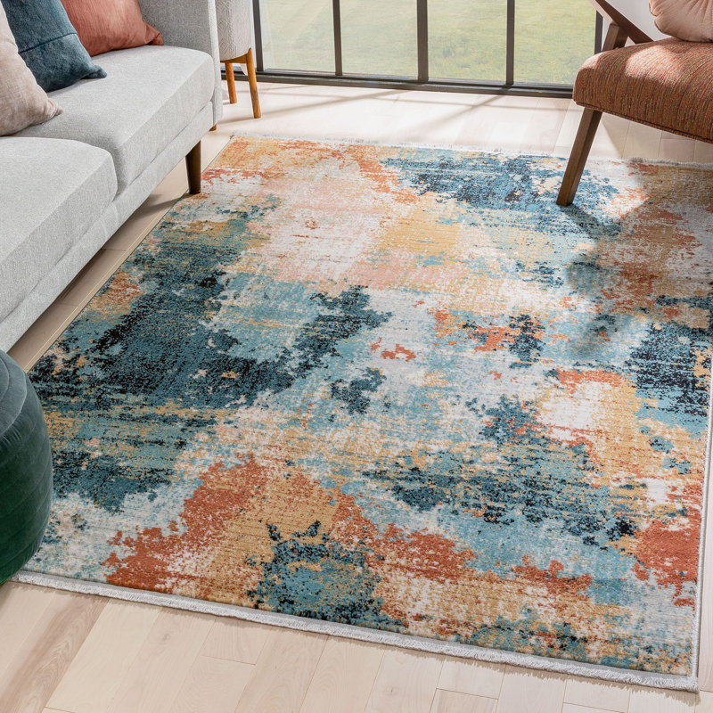 Indira Abstract Synthetic Area Rug, Runner 67 x 220cm