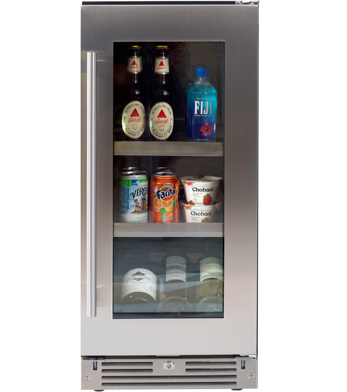 Compartiment pour boissons 15 po, verre en acier inoxydable, charnière réversible Field