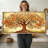 Large Vibrant Artistic Tree Of Life Canvas Wall Art, Boho Yellow Tree Landscape Wall Art Framed, Golden Tree Floral Home Decor For Living Room Dining Room Bedroom Office, 20"x40" Thoughtful Gift Ideas