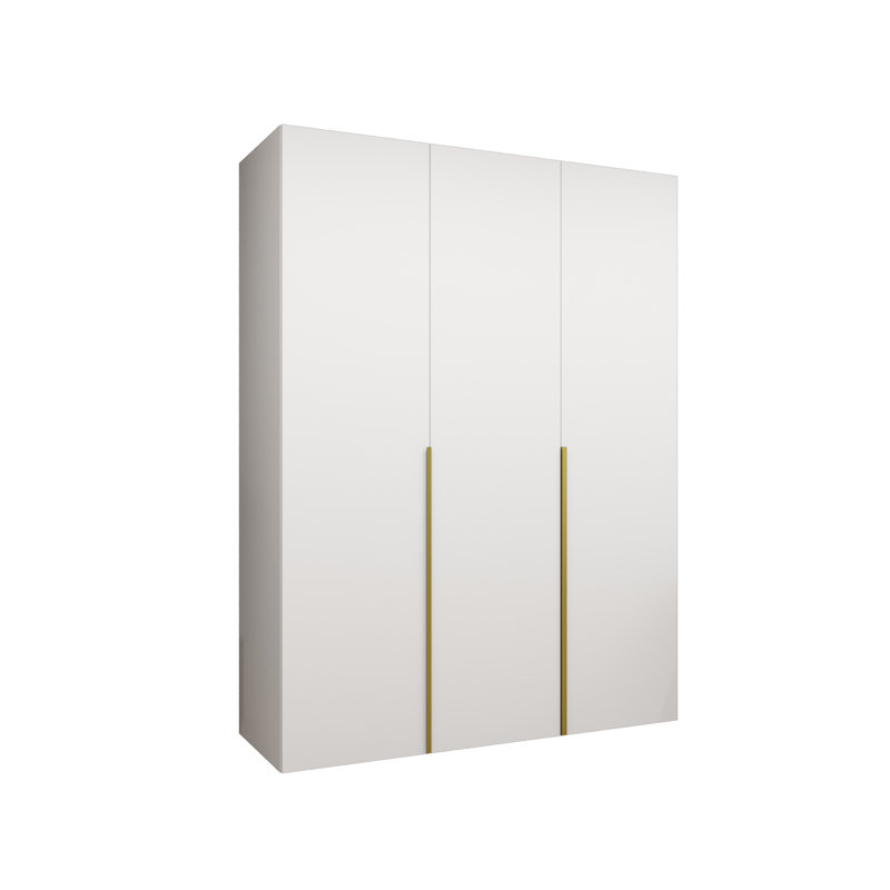 Manufactured Wood Wardrobe, white matt + handles: gold