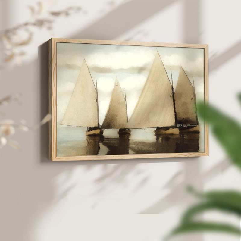 Quatre voiles - reproduction encadrée - réarmable, H 8 po x l 10 po, Naturel