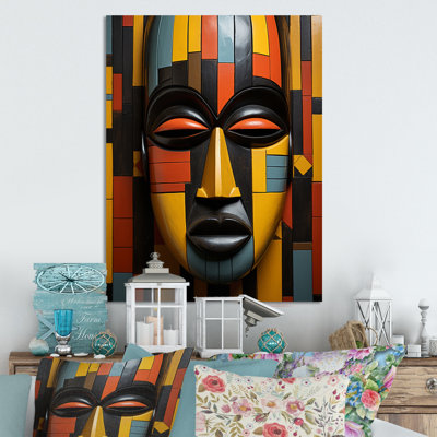 Masque tribal africain Kente II - décoration murale tribal africain en métal