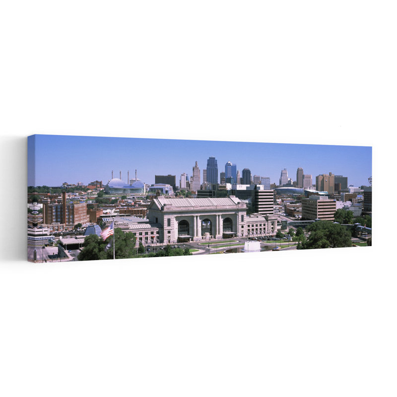 Union Station with city skyline in background Kansas City Missouri USA 1 Piece Wrapped Canvas Panoramic Wall Art