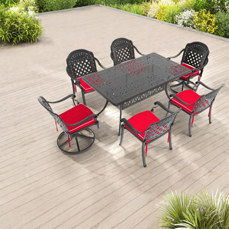 Ensemble de salle à manger élégant pour patio en aluminium 7 pièces