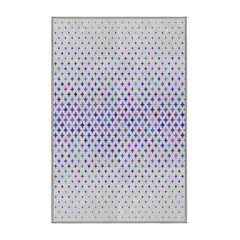 Tapis gris/zone mauve à motifs, Rectangle 5 pi x 7 pi