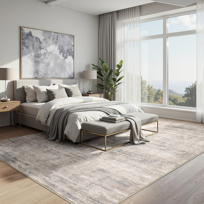 Tapis moderne lavable à la machine avec envers antidérapant Asher, Rectangle 9 pi x 12 pi
