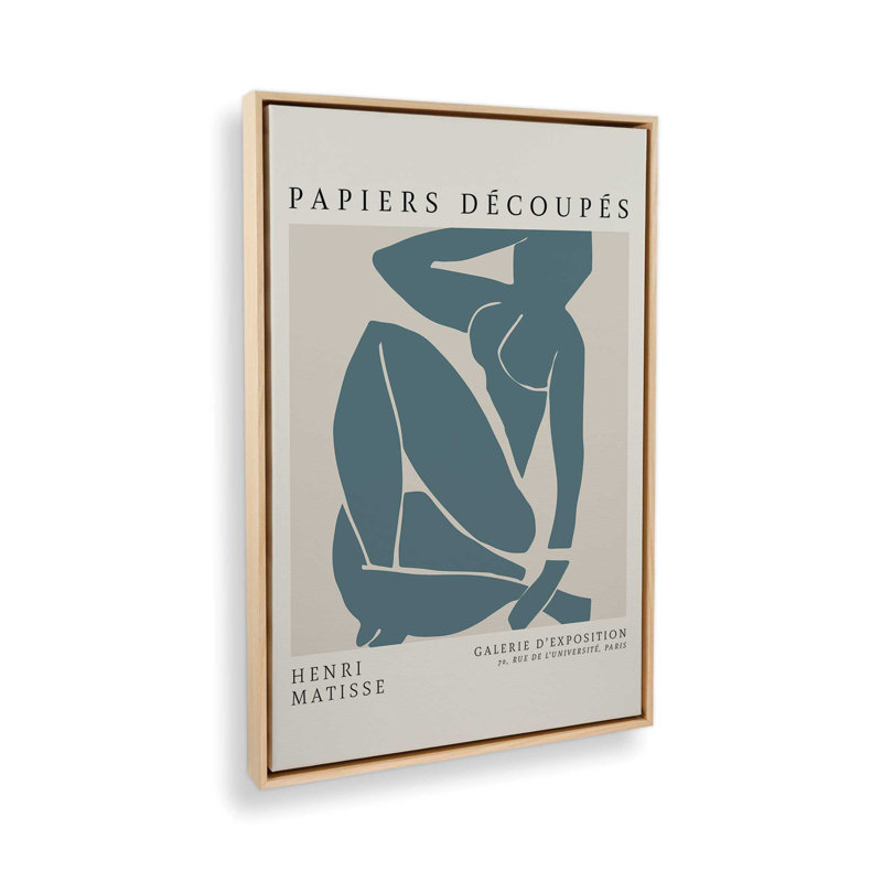 Matisse's Nude III en bleu minuit, Cadre américain en érable flottant, H 18,75 po x l 12,75 po x P 1,75 po