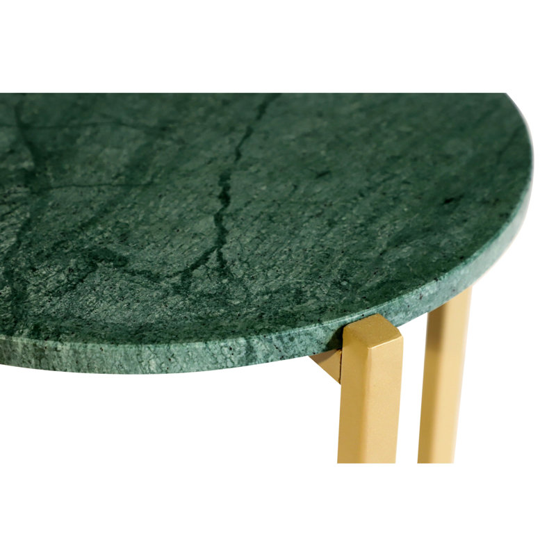 Table d'appoint en marbre, H 21 po x l 17 po x P 17 po, Vert, Doré