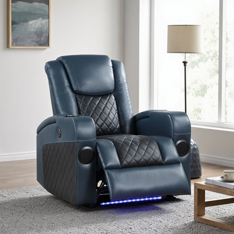 Fauteuil inclinable électrique haut de gamme avec haut-parleurs Bluetooth, chargeur sans fil et porte-gobelet rafraîchissant - Ultimate Tech Comfort