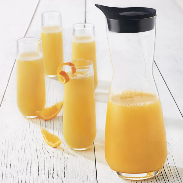 Plastic Juice Carafe with Lids (Set of) 32 oz Carafes for Mimosa Bar, Drink  4