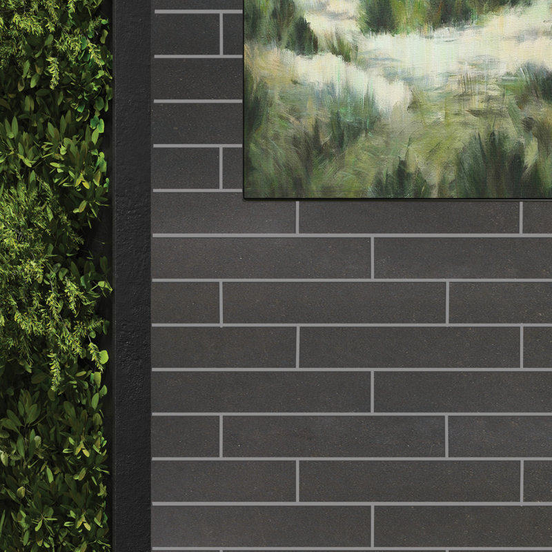 High Street 3'' W x 15'' L Porcelain Concrete Look Singular Tile, Charcoal