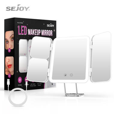 Led Lighted Makeup Mirror Handheld Foldable Dressing Table Mirror