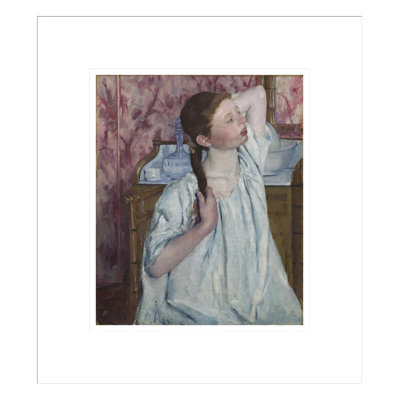 «Girl Arranging Her Hair» par Mary Cassatt, impression giclée encadrée