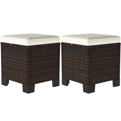 Beige Ottoman Cubes Set Of 2,Outdoor Ottoman