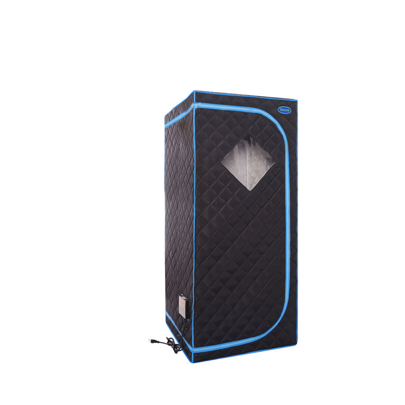 Tente portative de sauna infrarouge noire portative - Spa personnel, avec panneaux infrarouges, coussin chauffant, contrôleur, chaise pliable, lampe de lecture. Facile à installer. Chauffage rapide, avec certification FCC.
