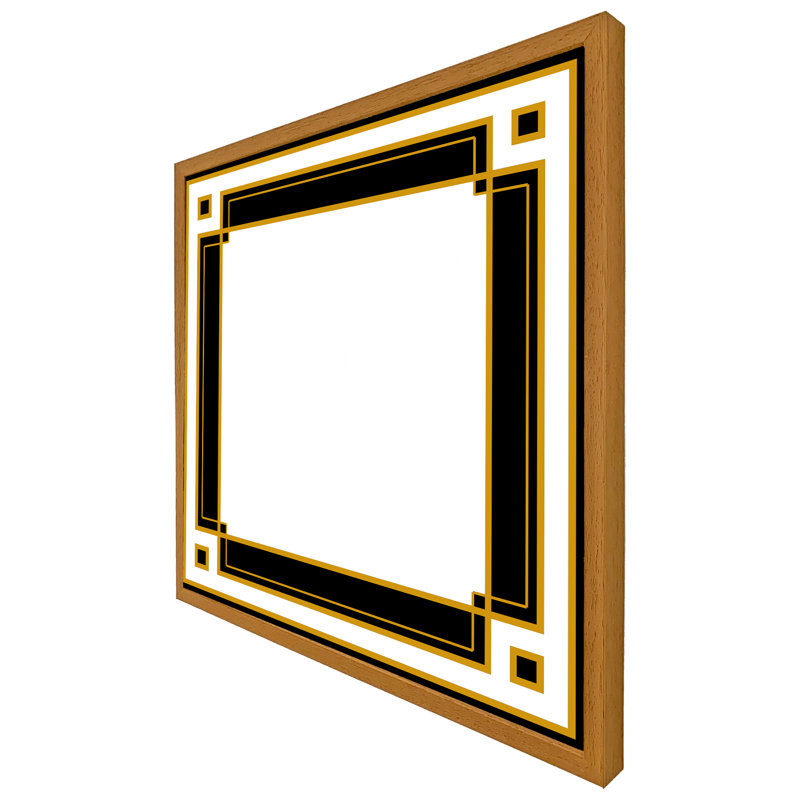 Reppert Art Deco Black & Gold - Single Picture Frame Print, 61cm H x 61cm W x 4cm D, Oak Framed