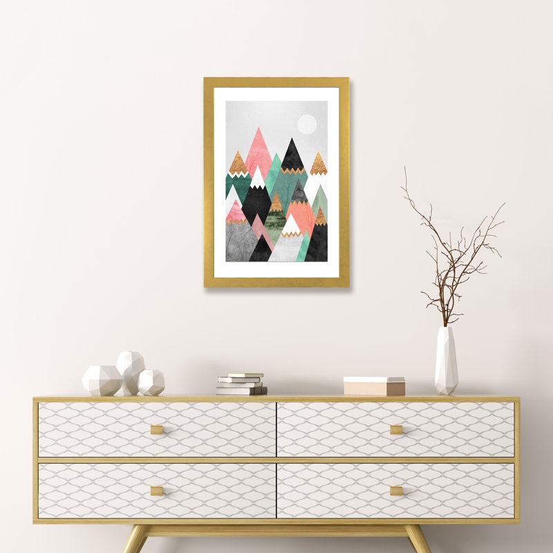 « pretty montagnes » par elisabeth fredriksson-impression sur image, H 32 po x l 24 po x P 1 po, Papier encadré doré