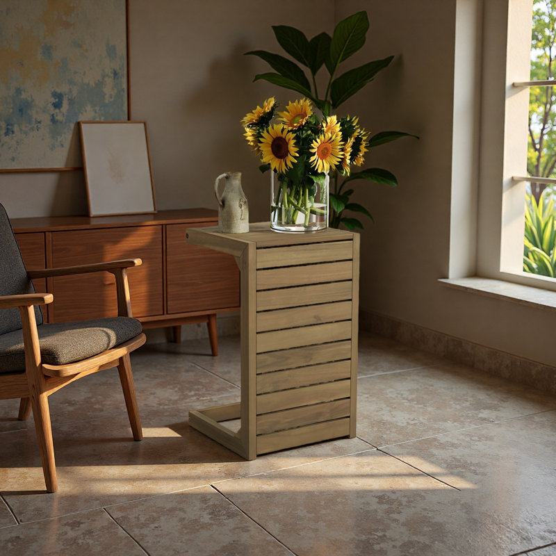 C-Shape End Table, Brown