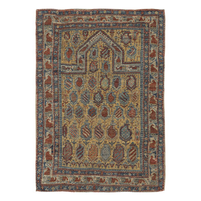 Rug & Kilim’S Caucasian Inspired Rug With Gold And Rust Paisley Motifs