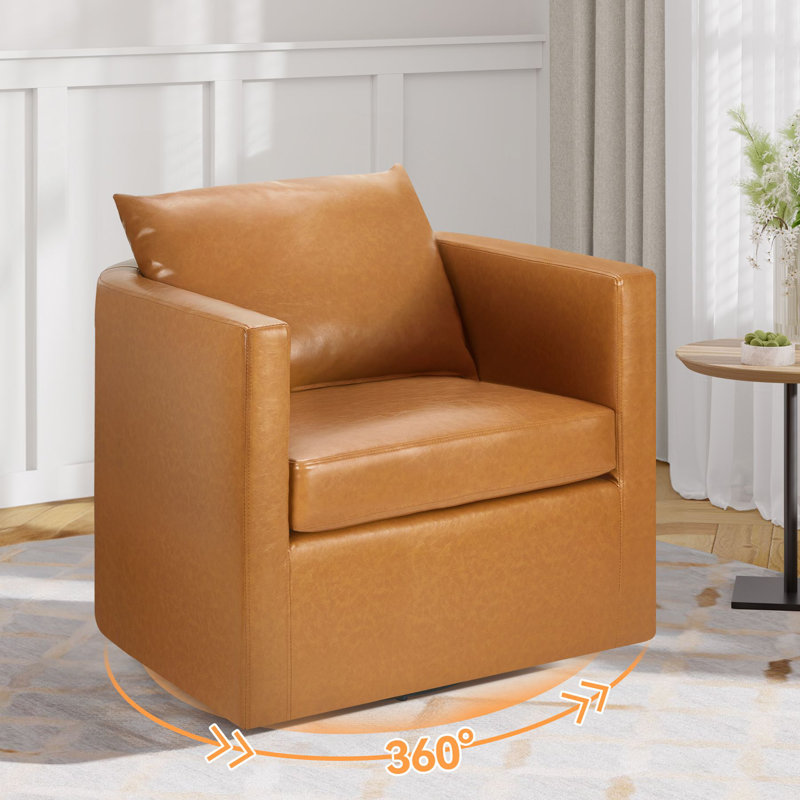 Fauteuil d'appoint pivotant en similicuir, Brun