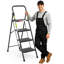 4-Step Foldable Step Stool with Anti-Slip Pedal & Cushioned Handle, Ladder for Adults, 330 lb Capacity, for Kitchen, Black