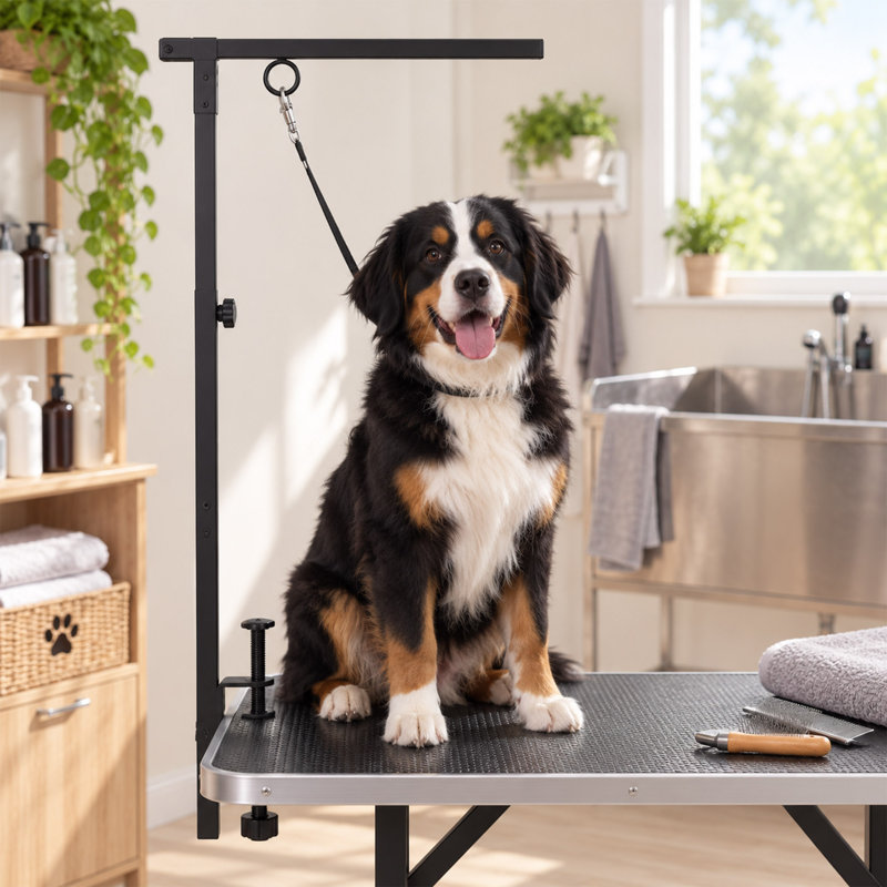 Dog Grooming Arm Kit, Adjustable Pet Grooming Stand with Hammock and Clips