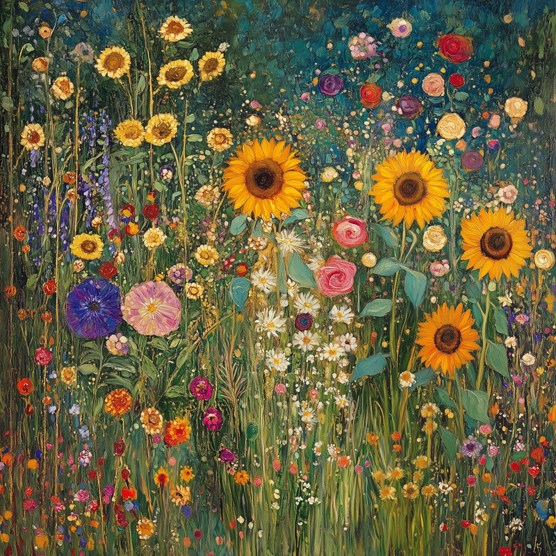 Art mural sur toile Sunlit Garden Field, H 20 po x l 20 po x P 1,5 po