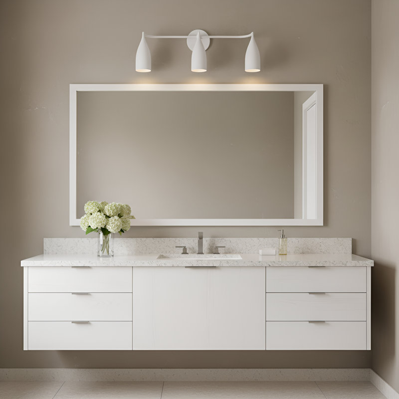 Maya Medium Vanity from Generation Lighting , Matte White, 10.125" H x 26.125" W x 6.5" D, 3 Lights