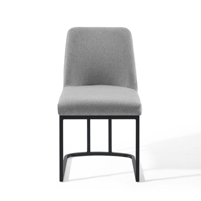 Chaise d'appoint de salle à manger en velours Amplifier Base Performance, Velours gris pâle, Noir