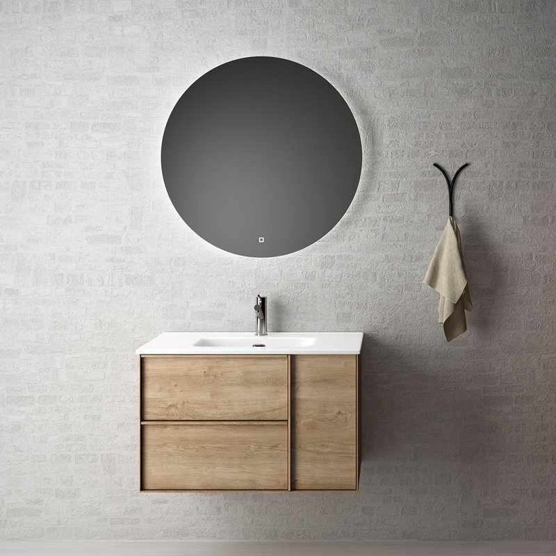Palma 31.1" Wall Mounted Single Bathroom Vanity Base Only, Natural Oak