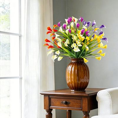 24 pièces de fleurs de lis artificielles de couleurs mélangées - Faux fleurs réalistes pour la maison, le jardin et le mariage, fausses fleurs réalistes pour la décoration intérieure / extérieure