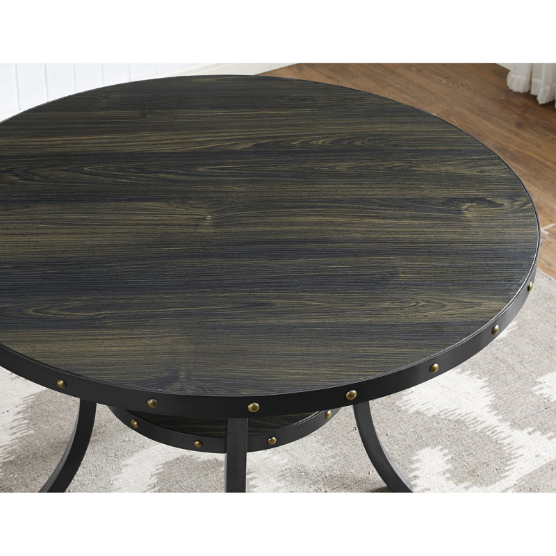 Table de salle à manger en bois à finition grain de café avec comptoir et rangement