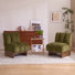Chaise d'appoint moderne, méridienne rembourrée avec base en bois massif, chaise de lecture design pour salon et chambre à coucher (ensemble de 2)