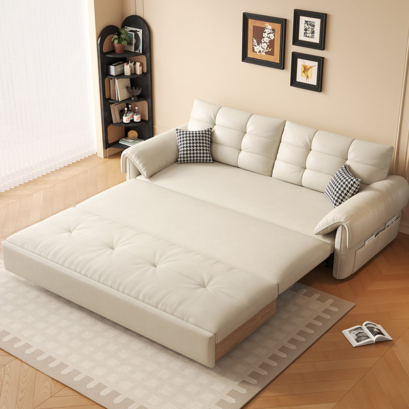 Canapé réglable en acier au carbone résistant aux égratignures de couleur crème, H 33,9 po x l 81,1 po x P 32,3 po