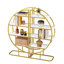 Bibliothèque ronde à 4 niveaux, panneau de fibres à densité moyenne blanc avec cadre en métal doré, tablette ouverte pour le bureau à domicile et le salon, plusieurs options de placement