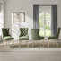 Chaise de salle à manger capitonnée, chaises de revêtement avec têtes de clou et anneau de traction (ensemble de 4)